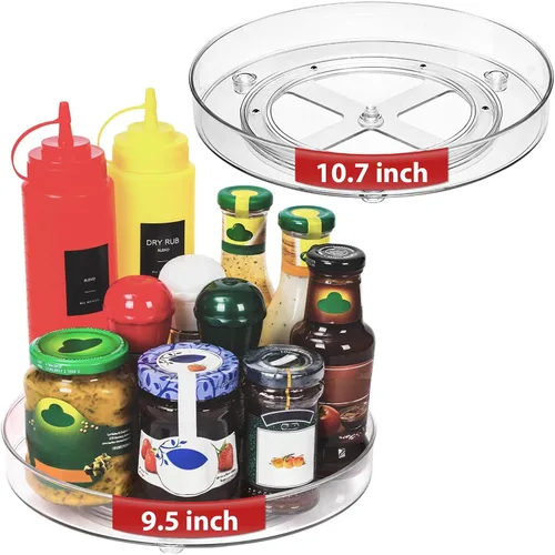 Vista 9 de Optish Paquete de 4 organizadores Lazy Susan, tocadiscos Lazy Susan de 9.5 pulgadas para gabinete, organizador de refrigerador para organizadores