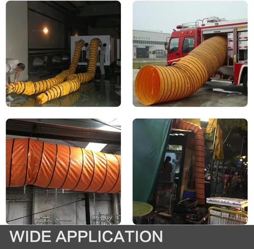 Vista 7 de Manguera flexible de PVC, manguera de conducto HVAC ignífuga para ventilador con cuerda ajustable y anillo en D, fácil almacenamiento