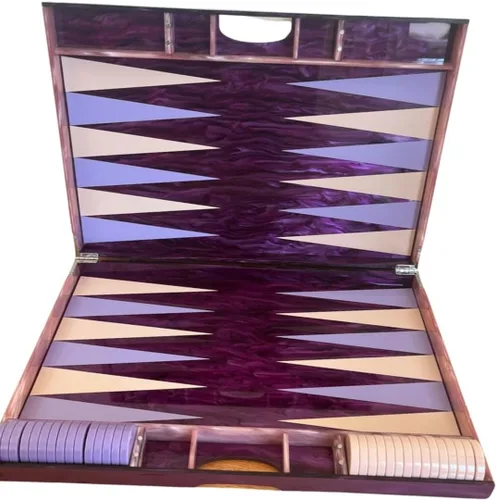 Vista 4 de Lucite - Juego de backgammon acrílico de 18 pulgadas, tablero y piezas prémium (negro/rojo)