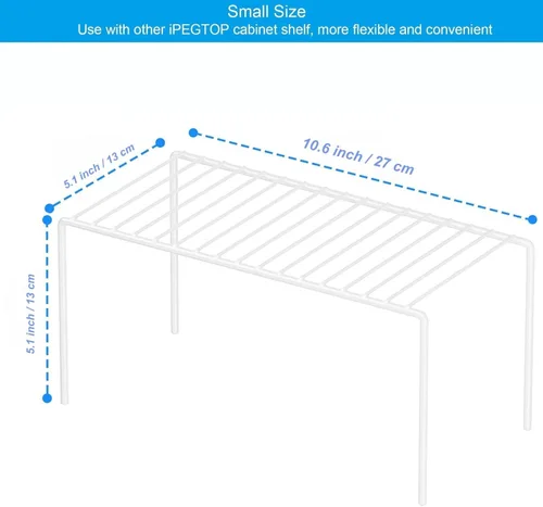Vista 2 de iPEGTOP Juego de 2 estantes organizadores de armario de cocina, tamaño pequeño de 10.6 x 5.1 pulgadas, estante de alambre de almacenamiento