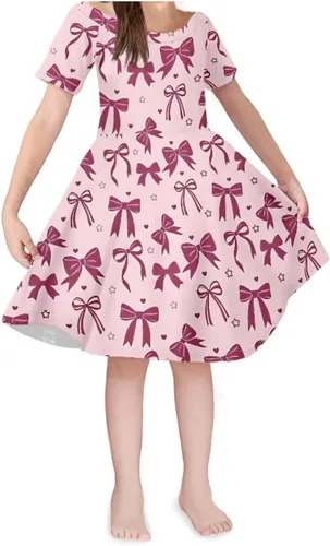 Vista 15 de SEANATIVE Vestido de manga corta para niñas de 3 a 14 años Black Bow Ghost