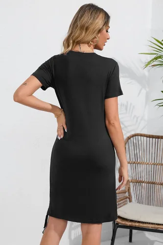 Vista 4 de Sosolism 4 in 1 Women's Maternity Nursing Dress for Breastfeeding Short Sleeve Side Drawstring Top