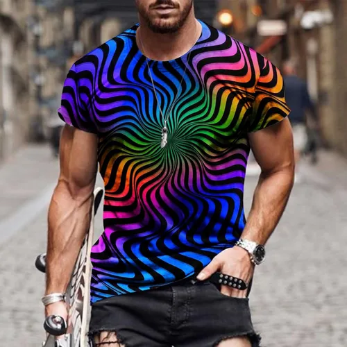 Vista 2 de Camisetas Mangas entrenamiento Hombres Camiseta Estampado Digital 3D Y2K Blusa Deportiva Manga Corta Camisetas