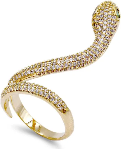 Vista 2 de Lavencious Anillos ajustables de serpiente con diseño de piedras AAA CZ Declaración Anillos de cóctel para mujer, Cristal, circonita