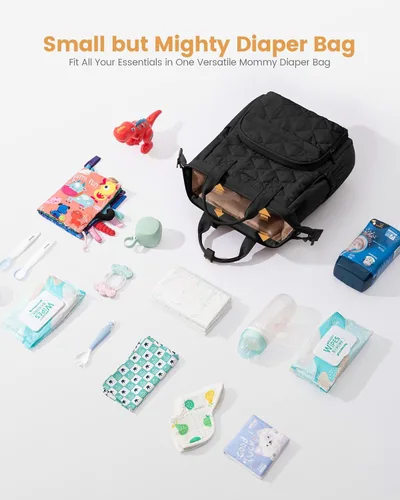 Vista 4 de LOVEVOOK Mochila pequeña para pañales, mini bolsa de bebé para niña o niño con cambiador, mochila para pañales para mamá y papá con hebillas