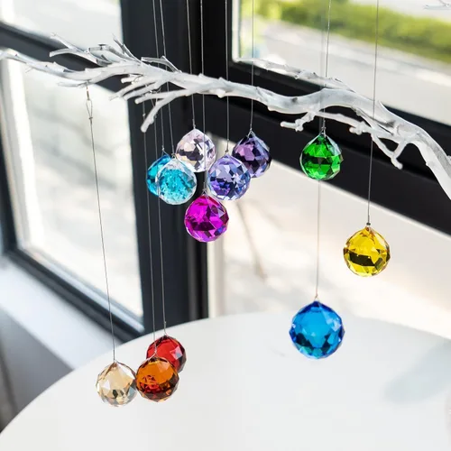 Vista 14 de KANPURA 12 piezas de atrapasoles de cristal, adorno colgante de cristales, prisma de arco iris para el hogar, oficina, jardín, decoración de Navidad