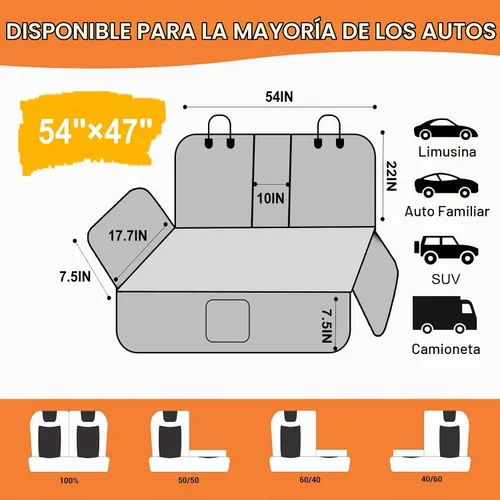 Vista 4 de Funda de asiento de automóvil para perro, funda de asiento trasero, compatible con reposabrazos, 100% impermeable y antideslizante, protector