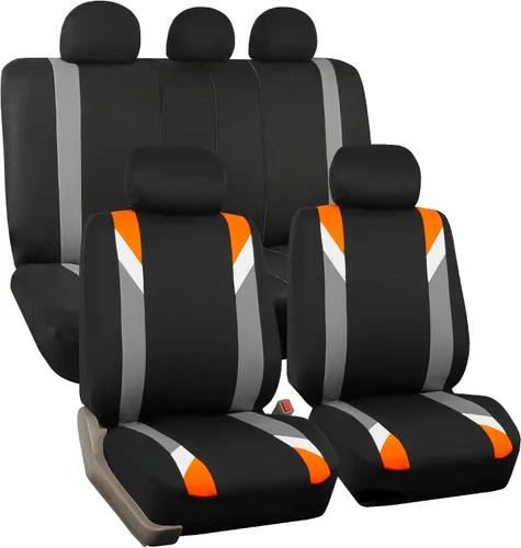 Vista 20 de FH Group Juego delantero de fundas de asientos de automóvil de tela para asientos de respaldo bajo con reposacabezas extraíble, ajuste universal