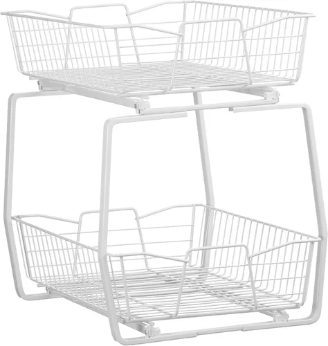 Vista 9 de ClosetMaid Organizador de gabinete extraíble de 11 pulgadas, 2 niveles, resistente, cajones de estantes de despensa deslizantes para cocina, baño