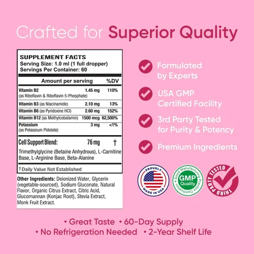 Vista 7 de BioSource Labs Essential B Complex - Gotas líquidas sublinguales de complejo B vegano diario con metilo B12 (botella de 2 onzas/2.0 fl oz)