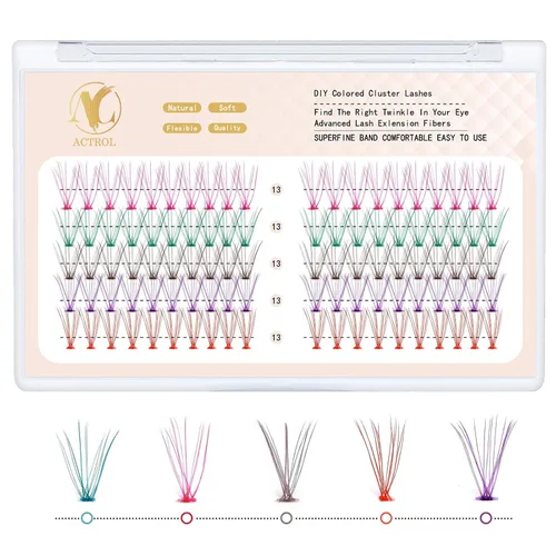 Vista 12 de ACTROL Pestañas de anime con forma de pluma, extensiones de racimo de pestañas naturales de manga individual