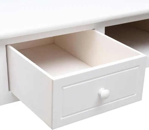 Vista 6 de Tidyard Escritorio con 2 cajones de almacenamiento y compartimento abierto, mesa de estudio de madera, mesa de consola de escritorio de computadora