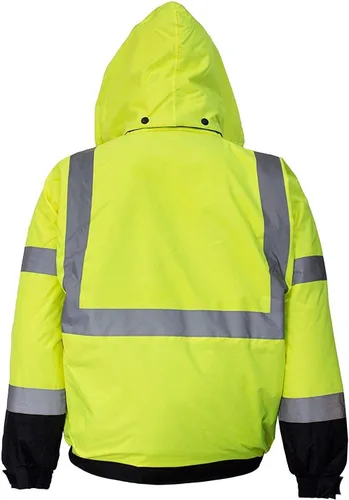 Vista 2 de WJ9011/12 - Chaqueta de seguridad para hombre, ANSI Clase 3 de alta visibilidad, impermeable