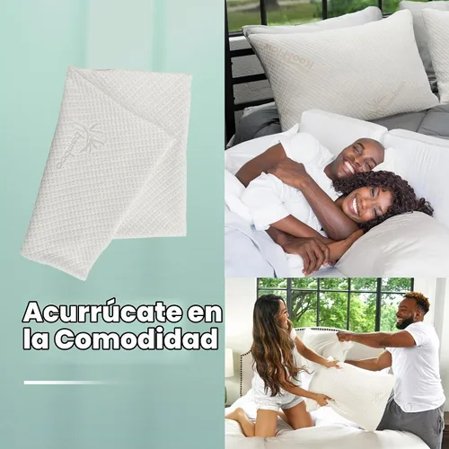 Vista 8 de Snuggle-Pedic funda de almohada extraíble con cierre de material de bambú lujoso Kool-Flow Blanco