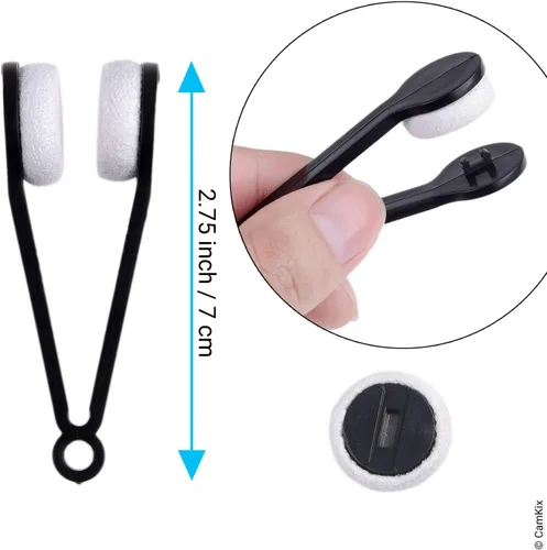 Vista 4 de Kit de limpieza para lentes/gafas de sol - Herramienta de limpieza de lentes con 2 juegos de almohadillas de repuesto, botella de spray de limpieza