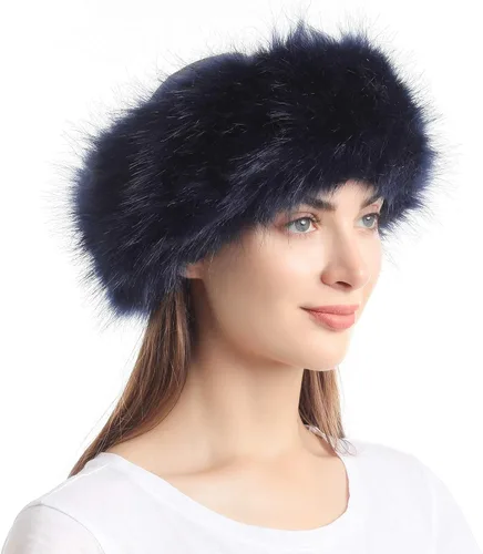 Vista 17 de Diadema de piel sintética con elástico para orejeras de invierno para mujer Negro