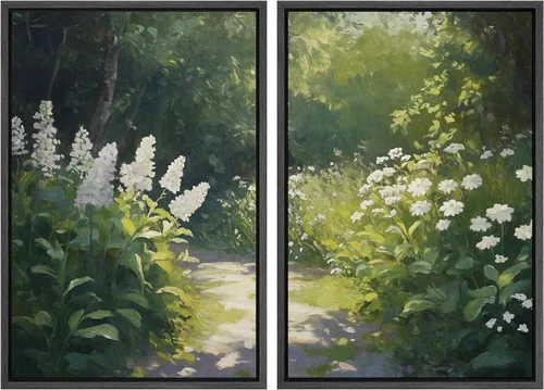 Vista 20 de IDEA4WALL Lienzo Enmarcado Impreso Arte de Pared Set Paisaje de Hojas de Palma de Selva de Mediados de Siglo Naturaleza Silvestre Ilustraciones Arte