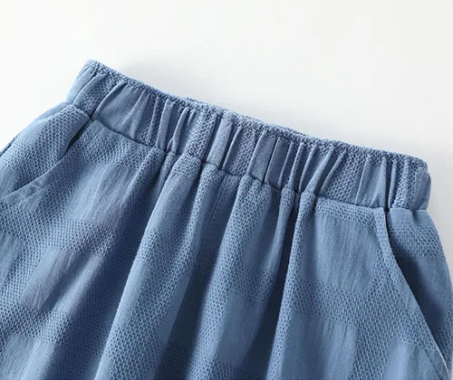 Vista 3 de Pantalones de algodón y lino para niños pequeños, pantalones deportivos a rayas con cintura elástica, pantalones básicos de harén