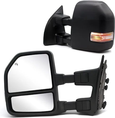 Vista 9 de JZSUPER [Estilo mejorado] Espejos de remolque aptos para camioneta Ford Super Duty F250 F350 F450 F-550 1999-2016, plegado manual, ajuste manual