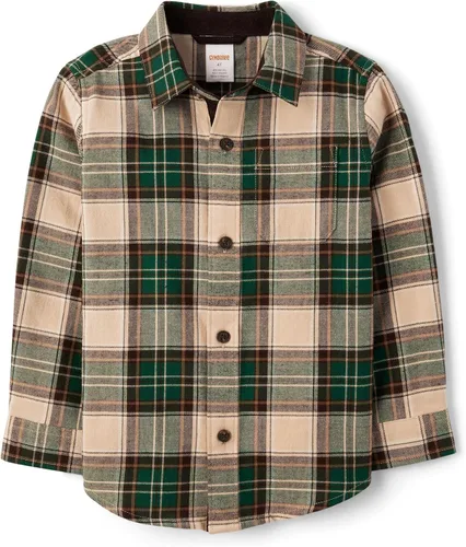 Vista 33 de Gymboree Camisa de manga larga con botones para niños y niños pequeños Rojo