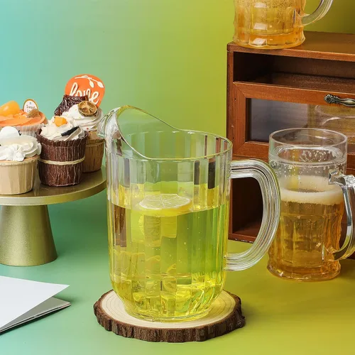 Vista 5 de Tessco 12 Pcs Plastic Pitchers 60 Oz Clear Water Beer Jug Large,Classic (Pack of 2)