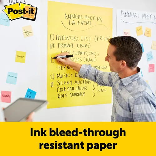 Vista 8 de Post-it rotafolio de 25 x 30 pulgadas, papel amarillo con líneas, rotafolio con 30 hojas