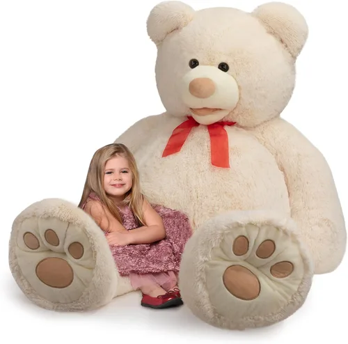 Vista 5 de HollyHOME Oso de peluche gigante de 5 pies con huellas grandes, regalo de San Valentín, 5 pies, color beige