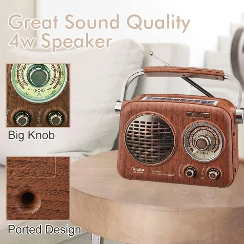 Vista 3 de AM FM Radio retro de onda corta Altavoz Bluetooth con sonido cristalino + reproductor de cassette portátil grabadora de cinta con radio AM FM