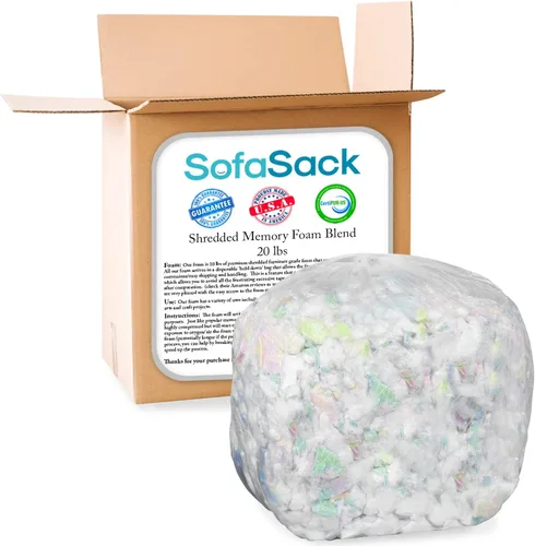Vista 4 de Relleno de espuma triturada Sofa Sack: Relleno de espuma viscoelástica para puffs, camas de perro y almohadas, 20 libras, multicolor