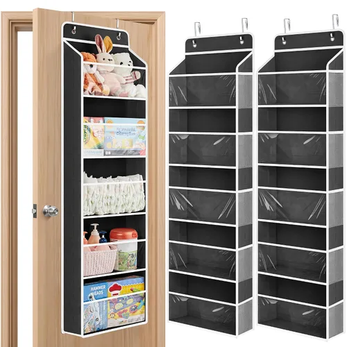 Vista 12 de JARLINK Organizador de almacenamiento de juguetes de animales de peluche, organizador sobre la puerta con ventanas transparentes, capacidad de carga