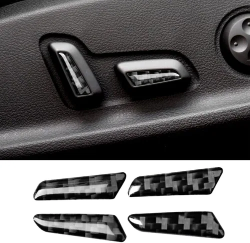 Vista 24 de Blazeray Accesorios interiores de fibra de carbono, cubierta decorativa, ajuste adhesivo para Audi A4 B9 2017-2019 (cubierta de perilla central)
