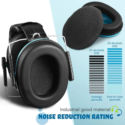 Vista 4 de Yunsailing Orejeras para niños con reducción de ruido de 26 dB, auriculares ajustables de protección para los oídos