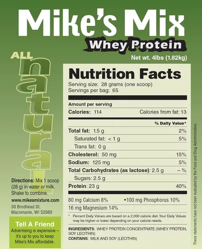 Vista 2 de Mike's Mix Concentrado de proteína de suero totalmente natural y sin sabor (4 libras)