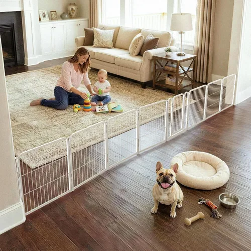 Vista 19 de FXW - Puerta para perro, extra ancha ajustable para aberturas de hasta 46 pulgadas, 24 pulgadas de alto Negro