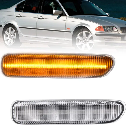 Vista 10 de Faros de Marca Lateral de Lente Transparente para BMW E46 1999-2001 Serie 3 Sedán E46 y 1999-2003 Serie 3 Coupé E46 LED Ámbar Delantero Marcador