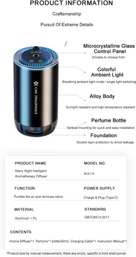 Vista 8 de Difusor de aceite esencial de aromaterapia: 7 opciones de color LED, alimentado por USB silencioso, control de tres velocidades, aromaterapia