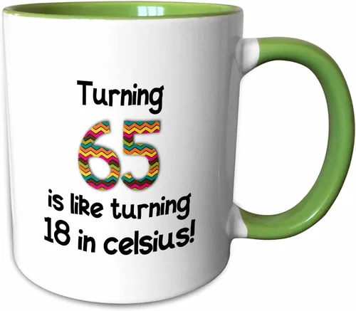 Vista 11 de 3dRose 65 Is Like Turning 18 In Celsius-Humorous - Taza de dos tonos, 11 onzas, color negro