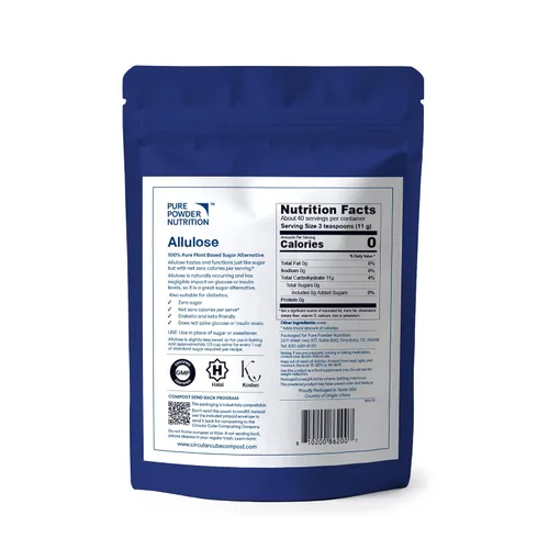 Vista 2 de Pure Powder Nutrition Alulosa Alternativa de azúcar a base de plantas Paquete de 1 lb