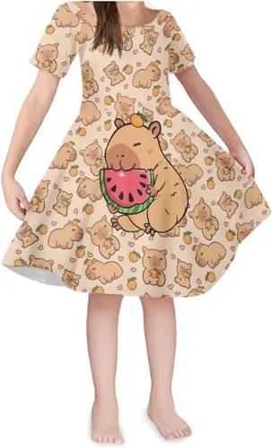 Vista 7 de SEANATIVE Vestido de manga corta para niñas de 3 a 14 años Black Bow Ghost