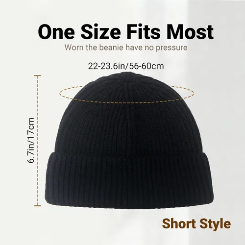 Vista 5 de NPQQUAN Gorros de pescador para hombres y mujeres, gorro de punto corto para invierno