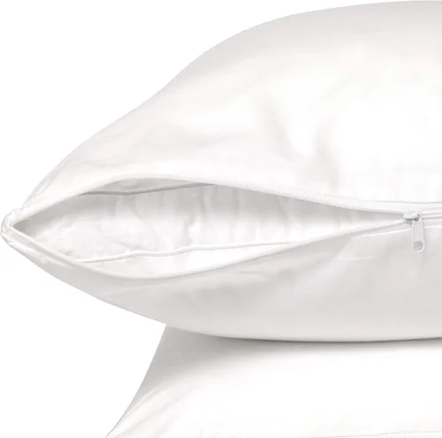 Vista 8 de Micropuff Protectores de almohada de tamaño estándar con cremallera, paquete de 2, funda de almohada hipoalergénica suave y transpirable. Funda