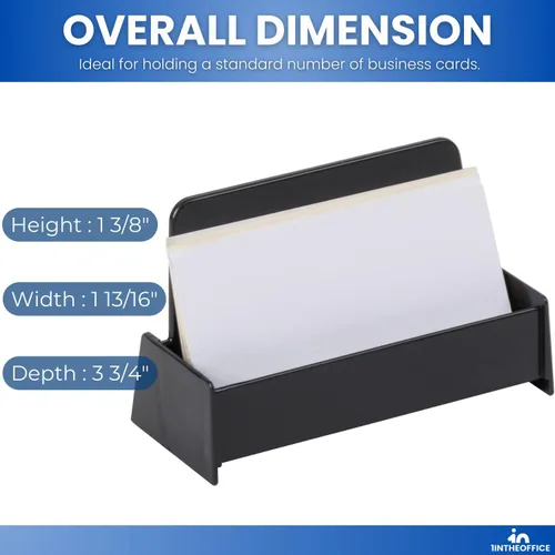 Vista 4 de 1InTheOffice Soporte para tarjetas de visita, soporte para tarjetas de visita, plástico, negro, paquete de 2
