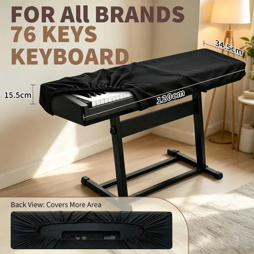 Vista 5 de Cubierta antipolvo para teclado de piano de 76 teclas, suave seda de leche elástica, cubierta de teclado electrónico, accesorios de piano a prueba