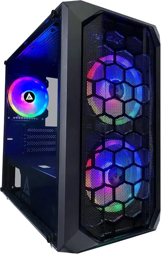 Vista 16 de Apevia Phantom-BK Phantom Micro-ATX Carcasa de PC de Juegos de Cámara Dual con 5X 120mm Ventiladores ARGB, 366 Modos RGB, Paneles de Vidrio Templado