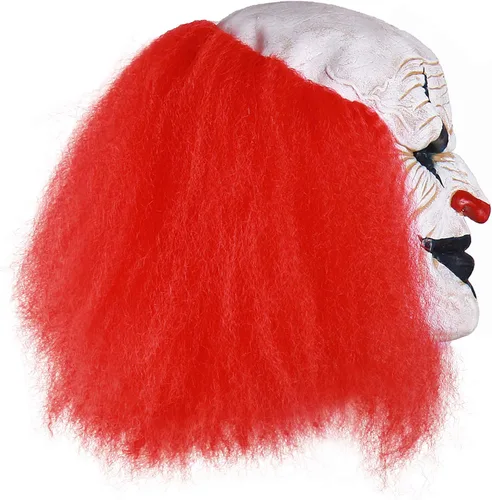 Vista 4 de Máscara facial de payaso espeluznante para adultos, máscara de bromista aterradora para Halloween (azul)