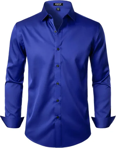 Vista 24 de JEMITOP Mens Stretch Wrinkle Free Dress Shirts Naranja quemado