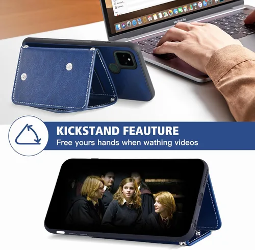 Vista 4 de Asuwish Funda para teléfono para Google Pixel 4a 5G 6.2 con protector de pantalla, tarjetero y correa cruzada, soporte para celda de cuero