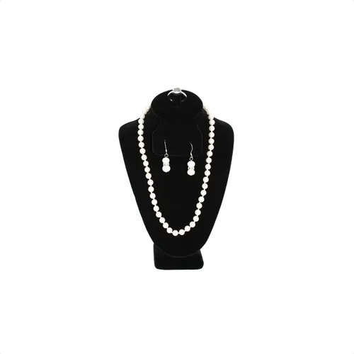 Vista 3 de Mooca Pequeña combinación de collar anillo y busto de pendiente collar de cadena de joyería busto soporte de exhibición collar de terciopelo collar