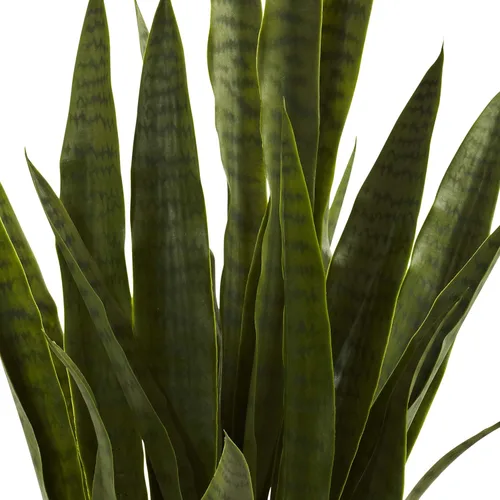Vista 8 de Nearly Natural, Green 4855 35 pulgadas. Sansevieria con maceta negra
