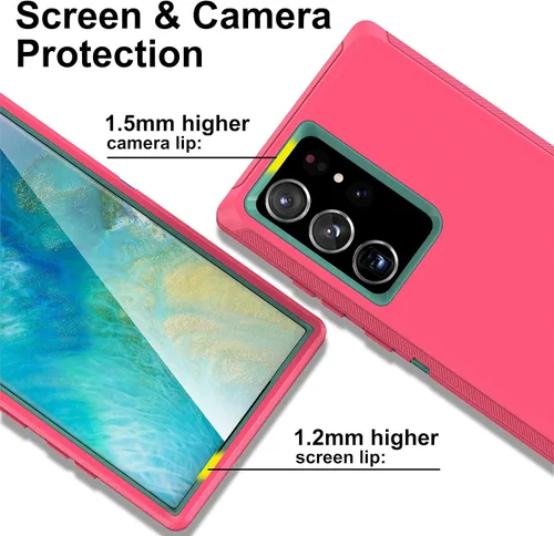 Vista 4 de MXX Funda compatible con Samsung Galaxy S23 Ultra, 3 capas de protección completa, resistente, resistente, a prueba de golpes y polvo, hecha